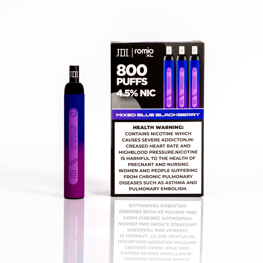 JDI DISPOSABLE ROMIO XL MXED BLUE BLACKBERRY 800 PUFFS 45MG