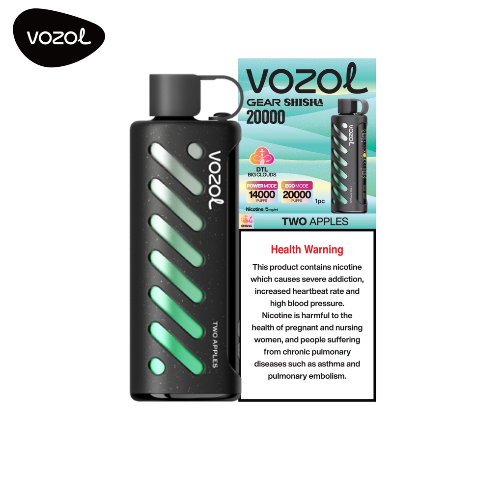 VOZOL GEAR SHISHA 20000 PUFFS 5MG _ TWO APPLE