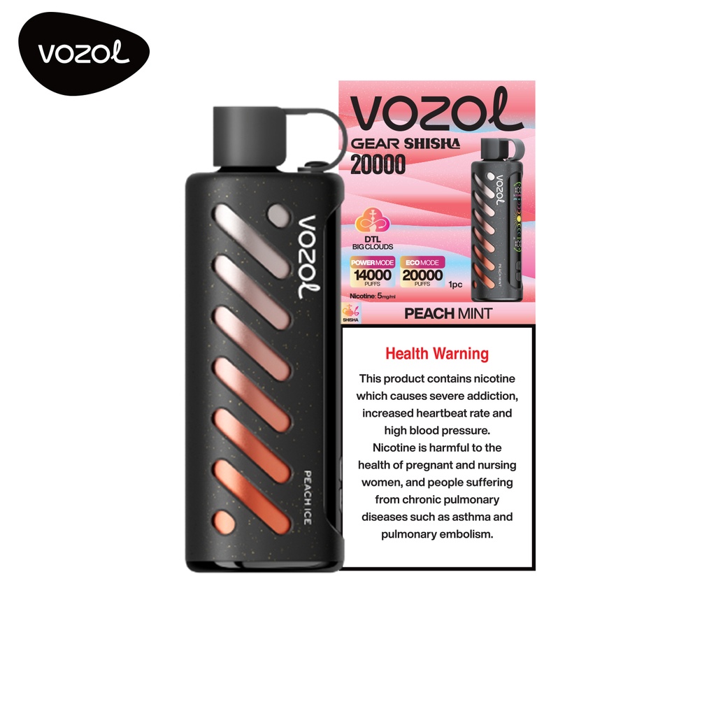 VOZOL GEAR SHISHA 20000 PUFFS 5MG _ PEACH MINT