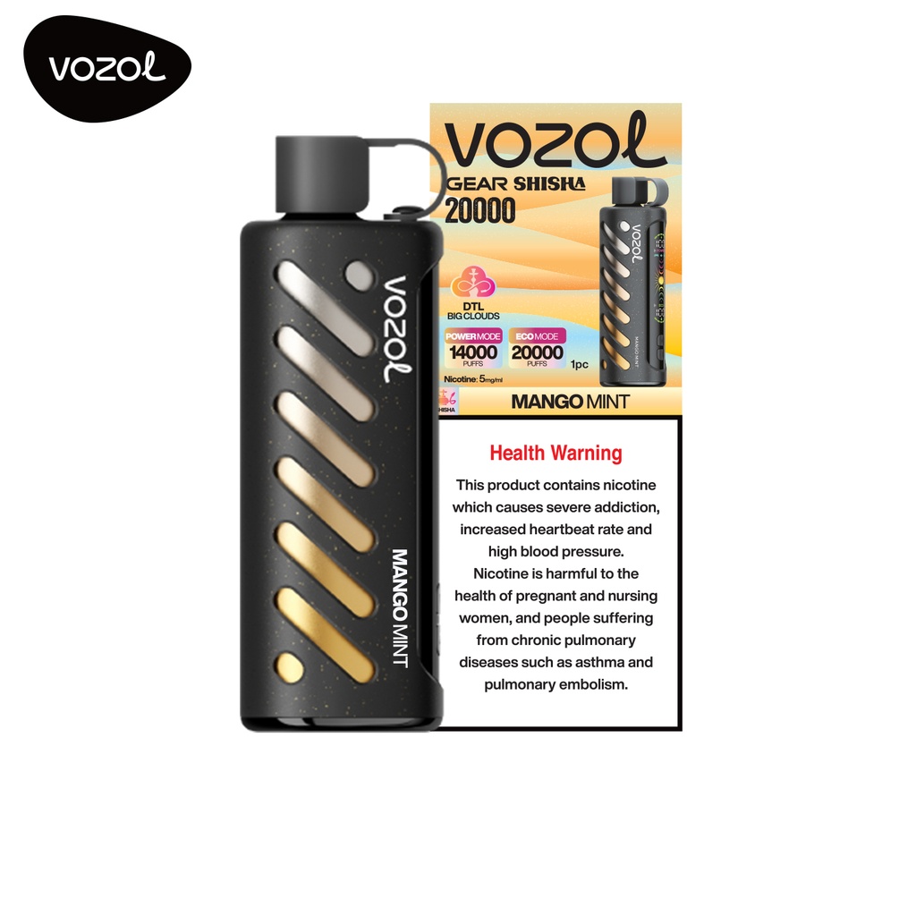 VOZOL GEAR SHISHA 20000 PUFFS 5MG _ MANGO MINT