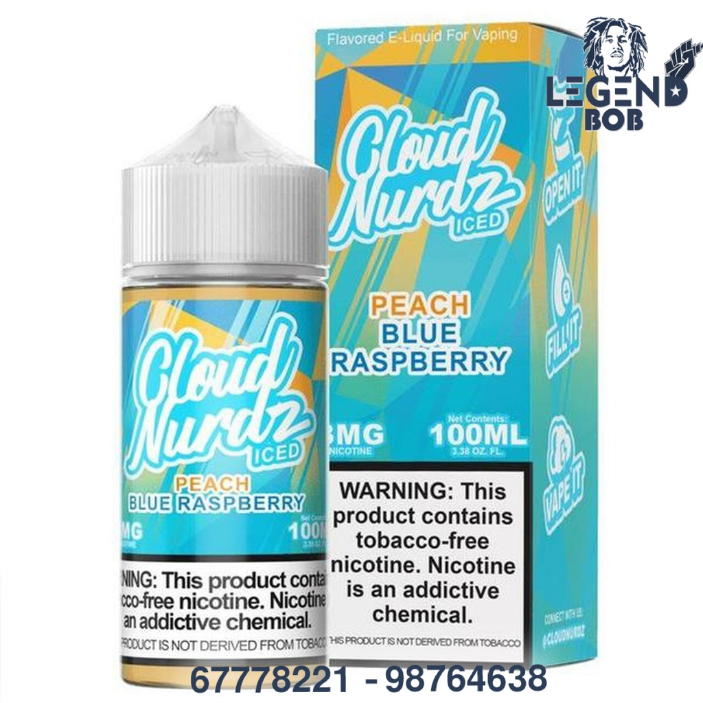 CLOUD NURDZ PEACH BLUE RASPBERRY ICE 3MG 100ML 