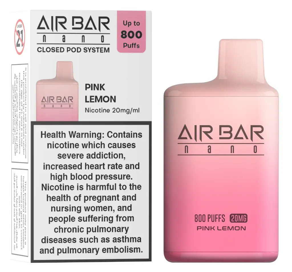 AIR BAR DISPOSABLE NANO PINK LEMON 800PUFFS 45MG