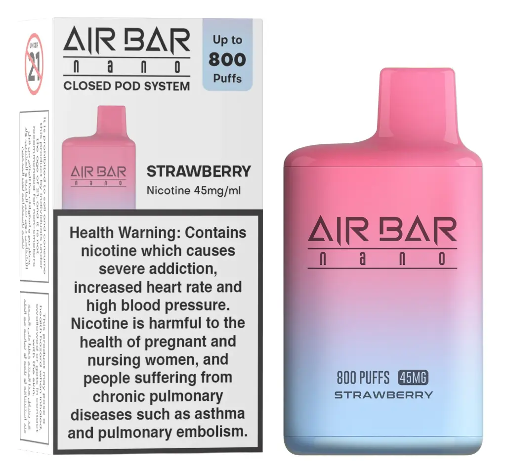 AIR BAR DISPOSABLE NANO STRAWBERRY 800PUFFS 45MG