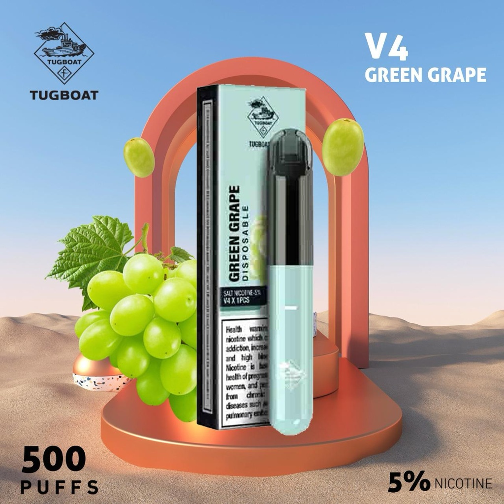 TUGBOAT GREEN GRAPE 500PUFF 50MG 