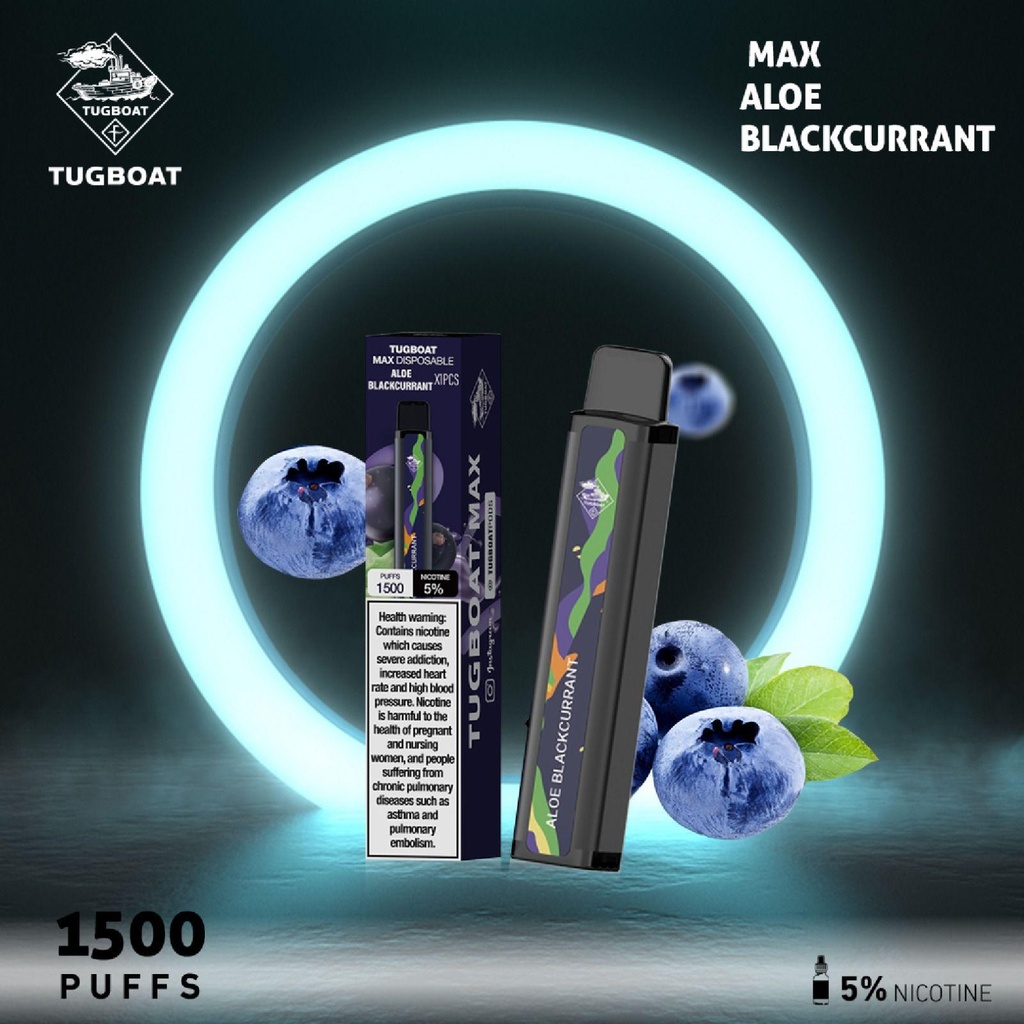 TUGBOAT MAX BLACK CURNT 50MG 1500 PUFF 