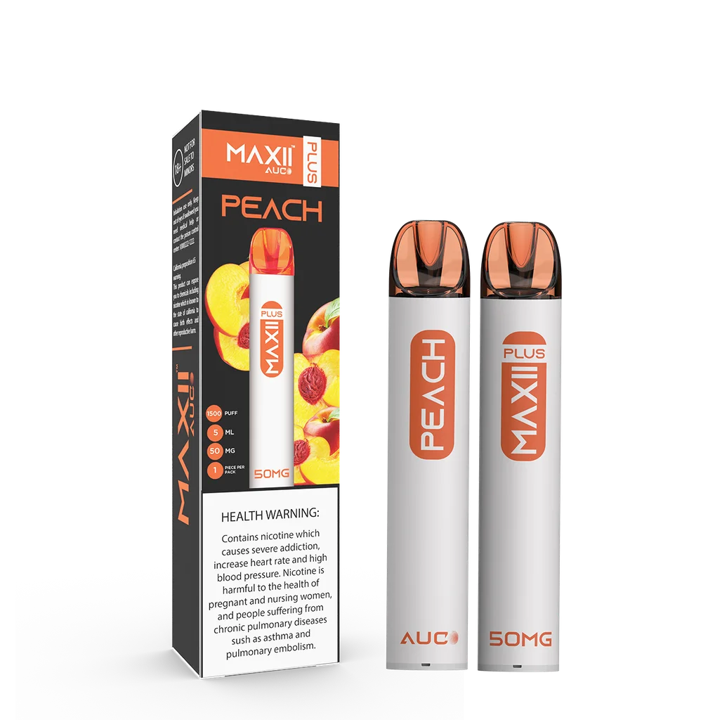 MAXII PLUS DISPOSABLE PEACH 50MG 1500PUFF