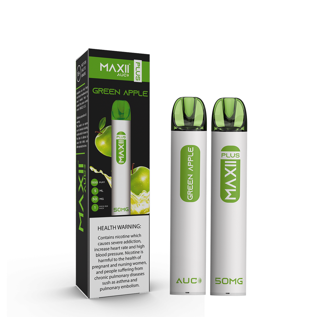 MAXII PLUS DISPOSABLE GREEN APPLE 50MG 1500PUFF