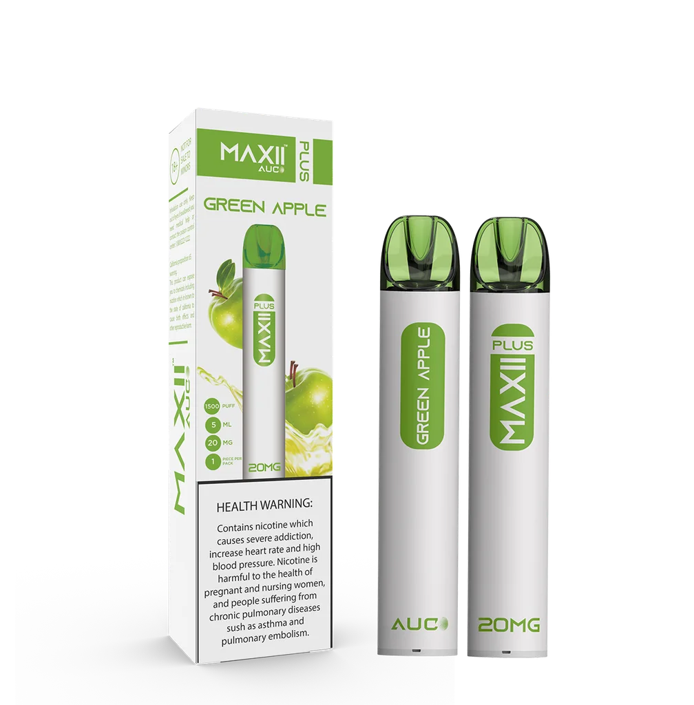 MAXII PLUS DISPOSABLE GREEN APPLE 20MG 1500 PUFF