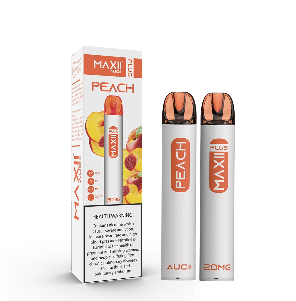 MAXII PLUS DISPOSABLE PEACH 20MG 1500 PUFF