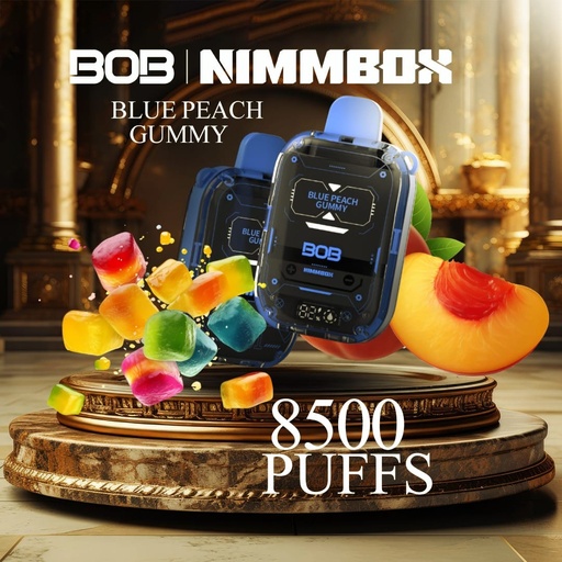 [6976412971877] BOB NIMMBOX BLUE PEACH GUMMY 8500PUFFS 20MG  