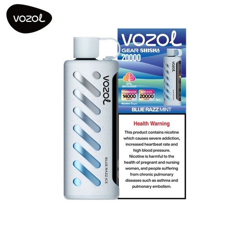 VOZOL GEAR SHISHA 20000 PUFFS 5MG _ BLUERAZZ MINT