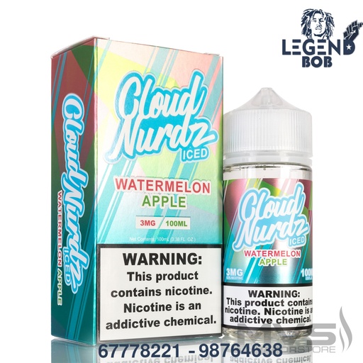 [012436997212] CLOUD NURDZ WATERMELON APPLE ICE 3MG 100ML 