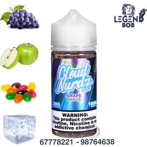 [012436997304] CLOUD NURDZ GRAPE APPLE ICE 3MG 100ML 